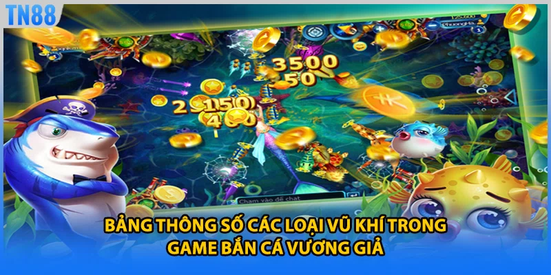 Bảng thông số các loại vũ khí trong game bắn cá vương giả