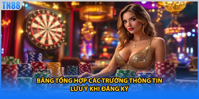 Bảng tổng hợp các trường thông tin lưu ý khi đăng ký